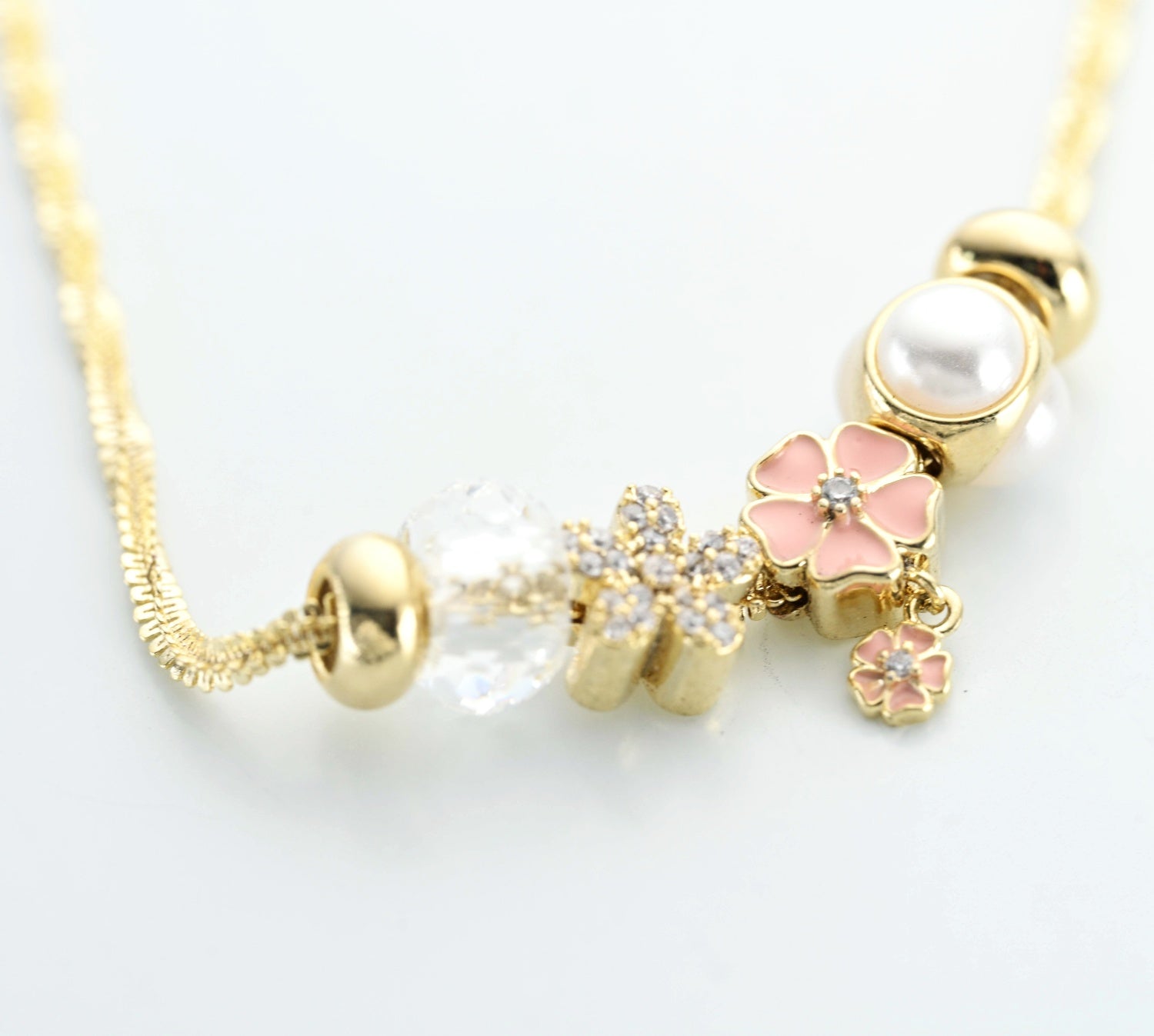 Flower beads bracelet Gold Plated