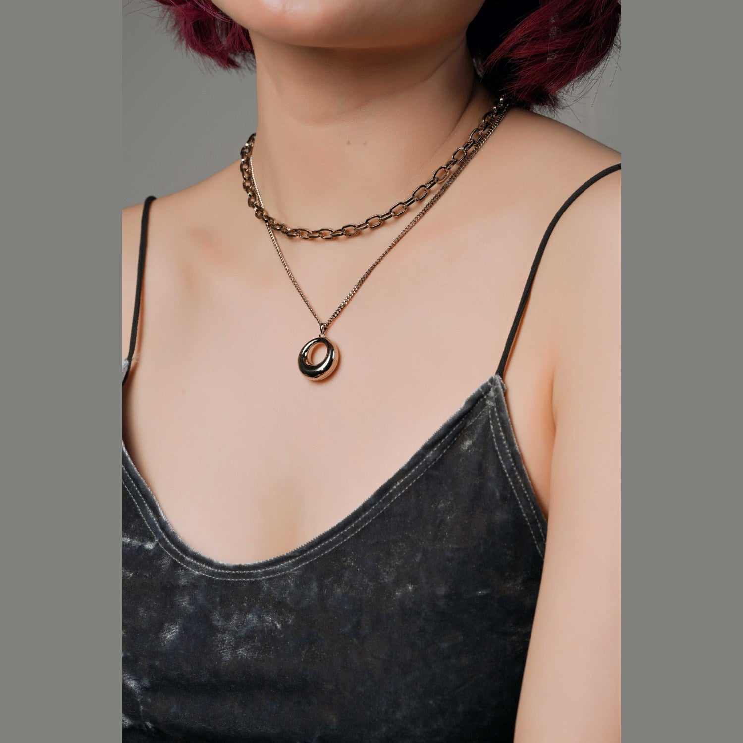 Hollow Pendant Double Necklace