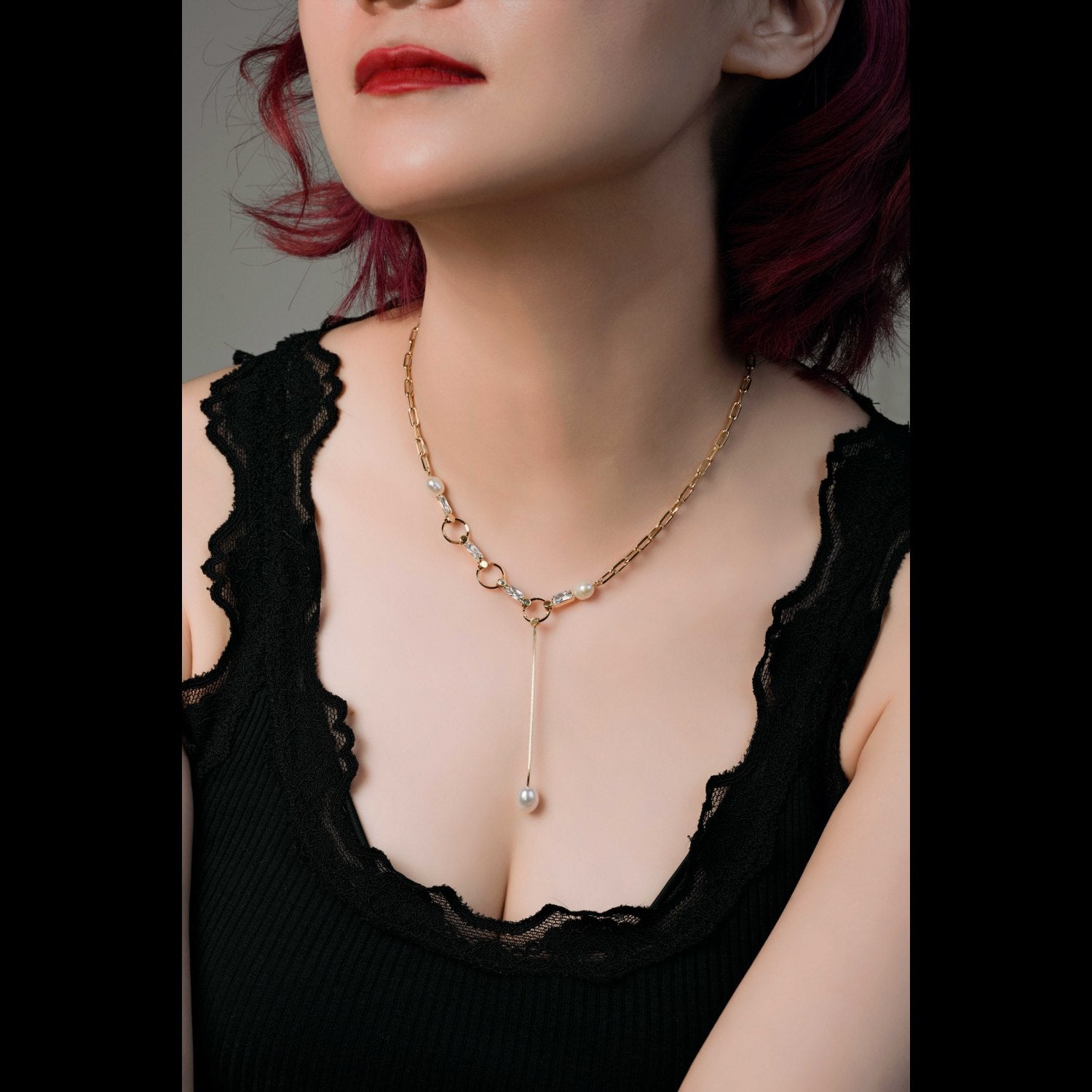 Elegant pearl&CZ Necklace
