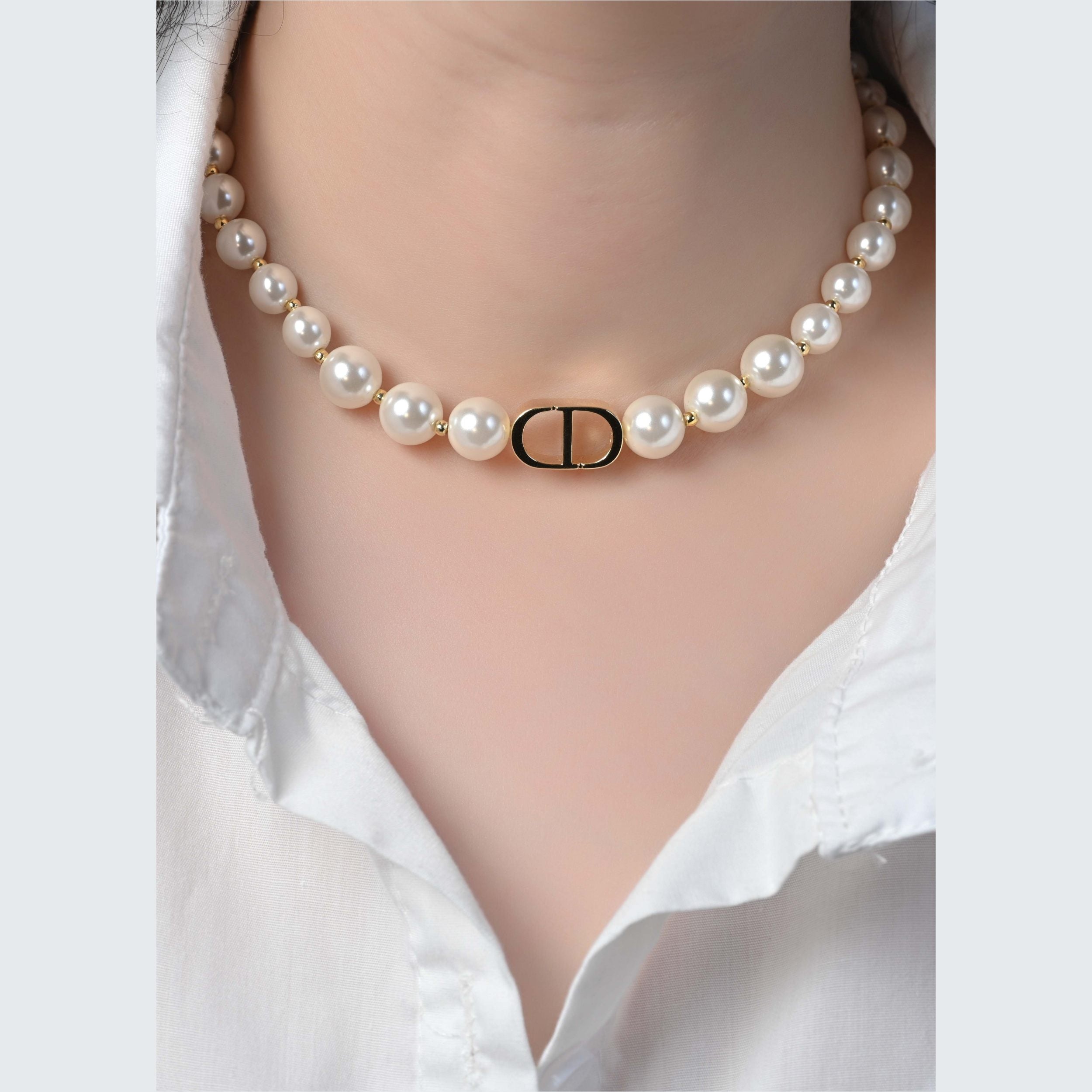 Elegant Pearl and Initial Necklace