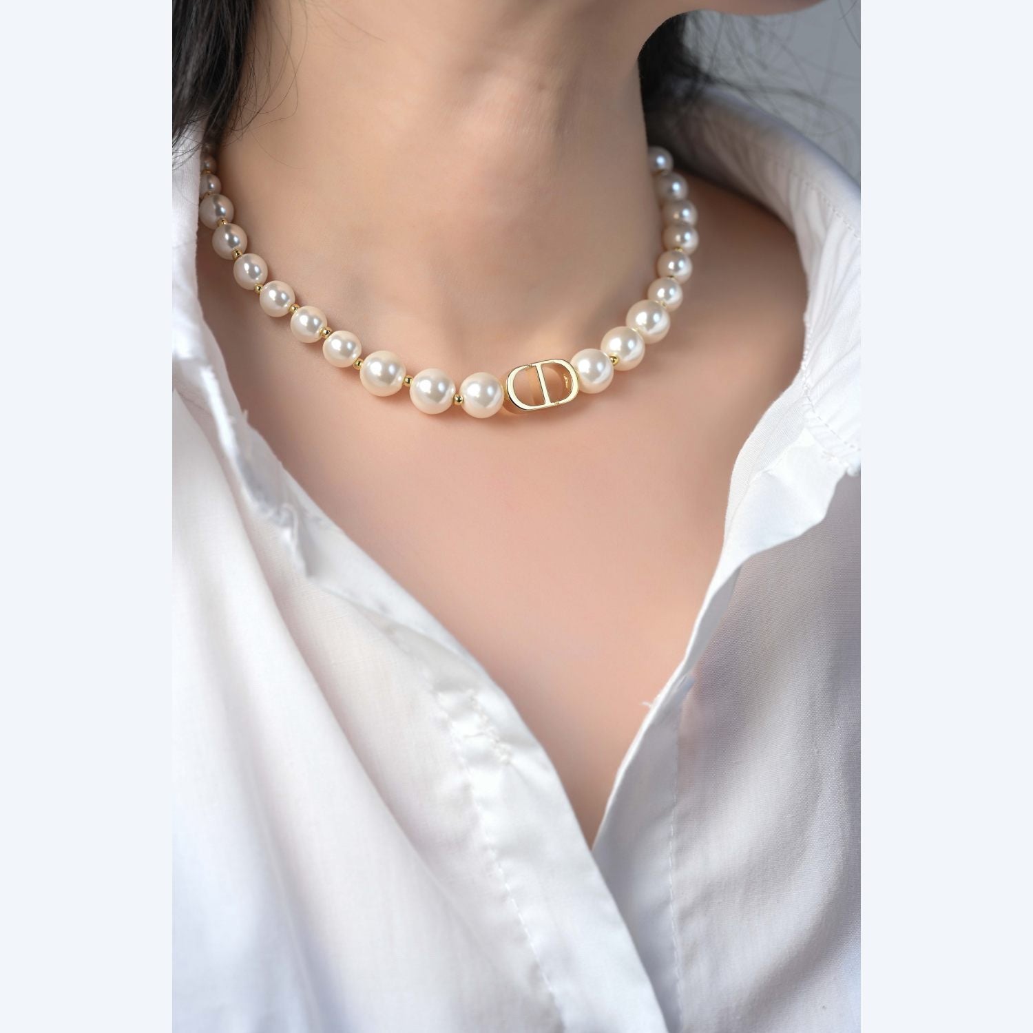 Elegant Pearl and Initial Necklace