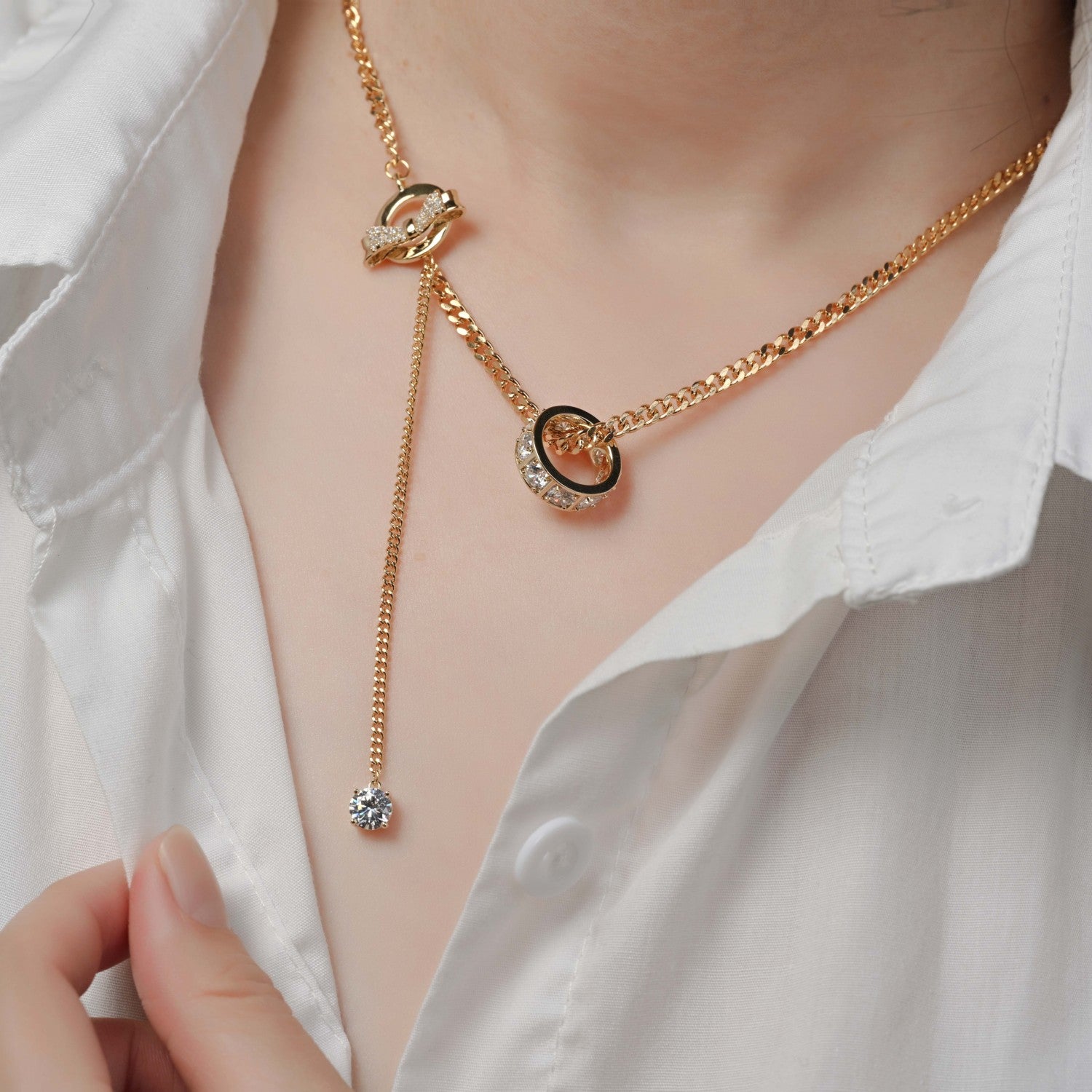 CZ Diamond Ring Pendant necklace