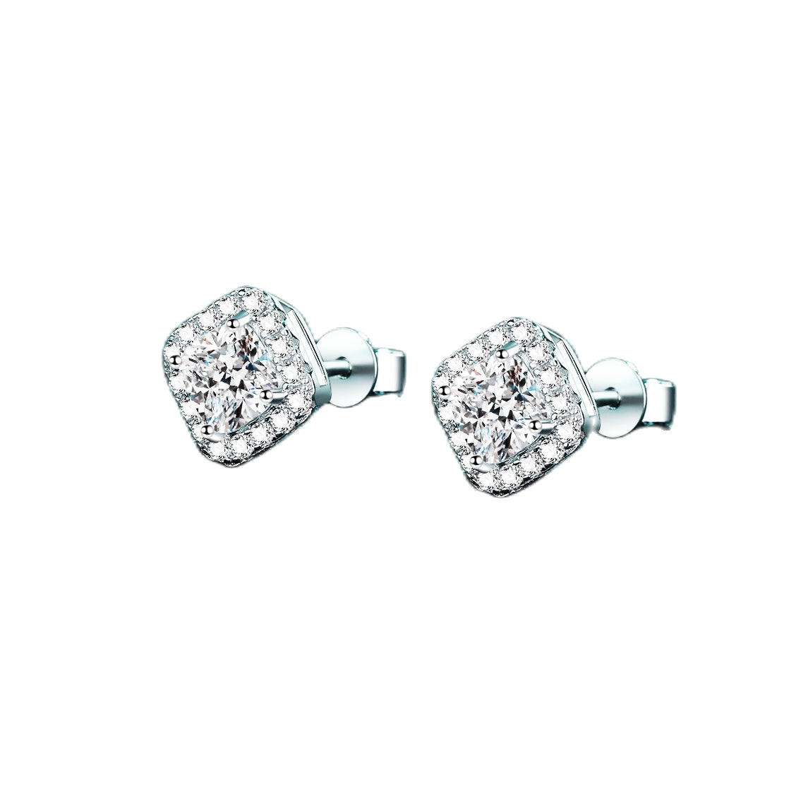 Square Moissanite Earrings PT950 plated 2CT